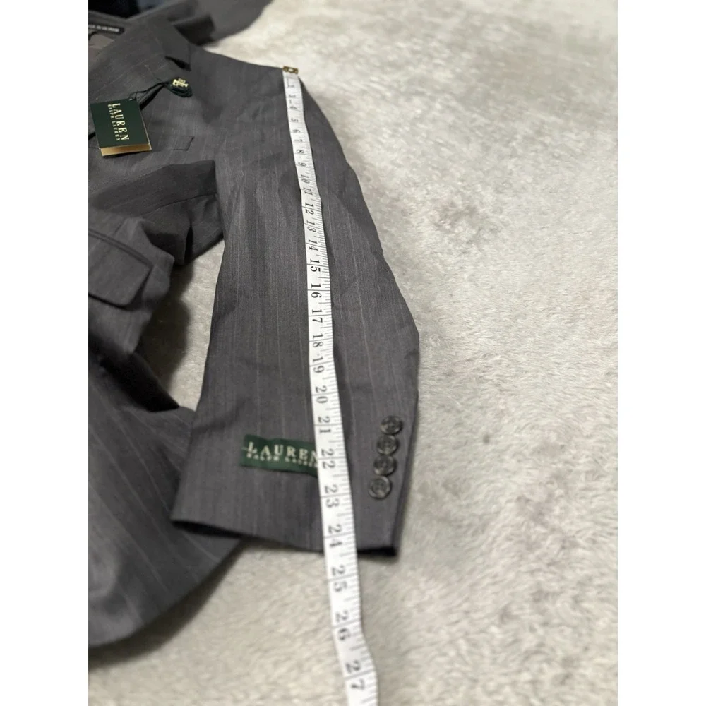 New Lauren Ralph Lauren Men's Gray Wool Striped Blazer Size‎ 43R
